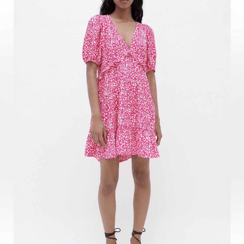 Zara pink and white animal print dress